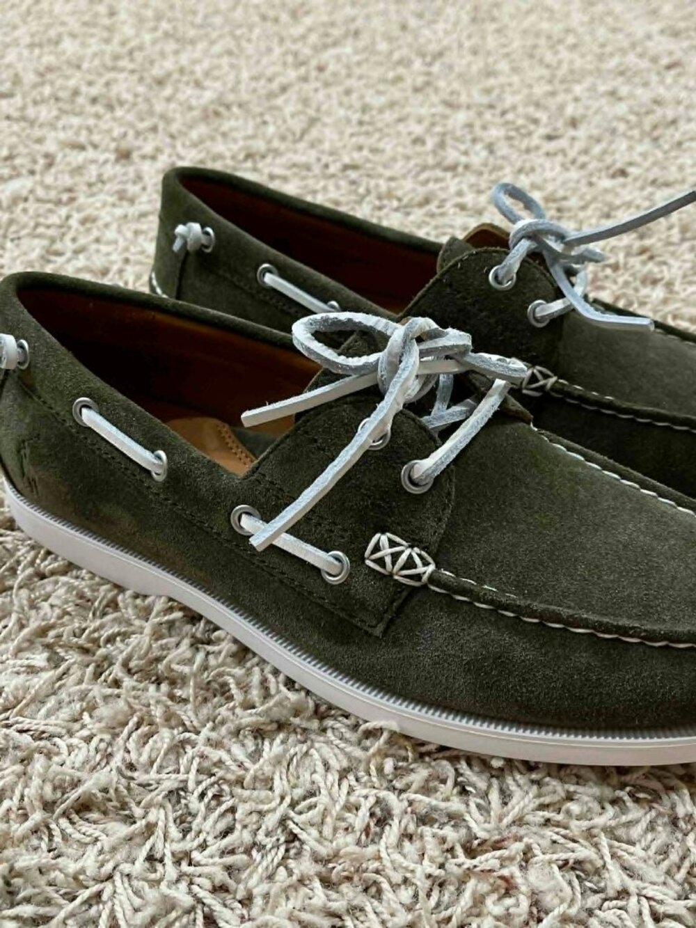 Polo Ralph Lauren Men’s Merton Suede Boat Shoes Olive, Size 9 (New)